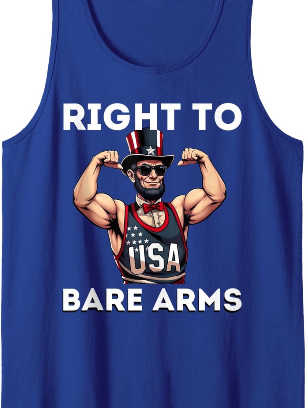 Patriotic "Right to Bare Arms" Graphic Tank - Royal Blue